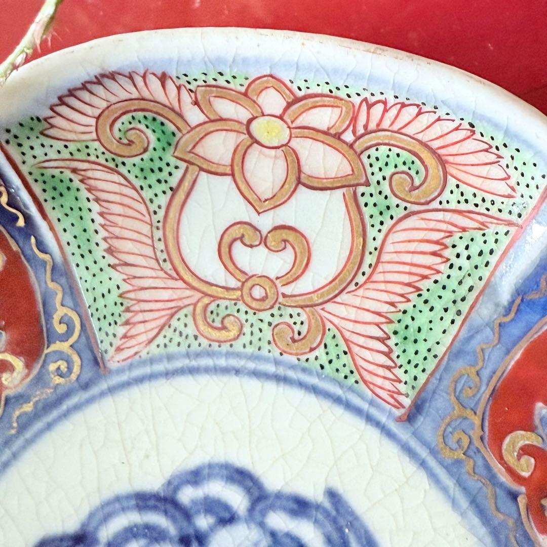 Y様へ感謝お嫁入‼️明治27年‼️超絶伊万里錦手　軍配❌瓔珞文輪花縁小皿15客➕3客