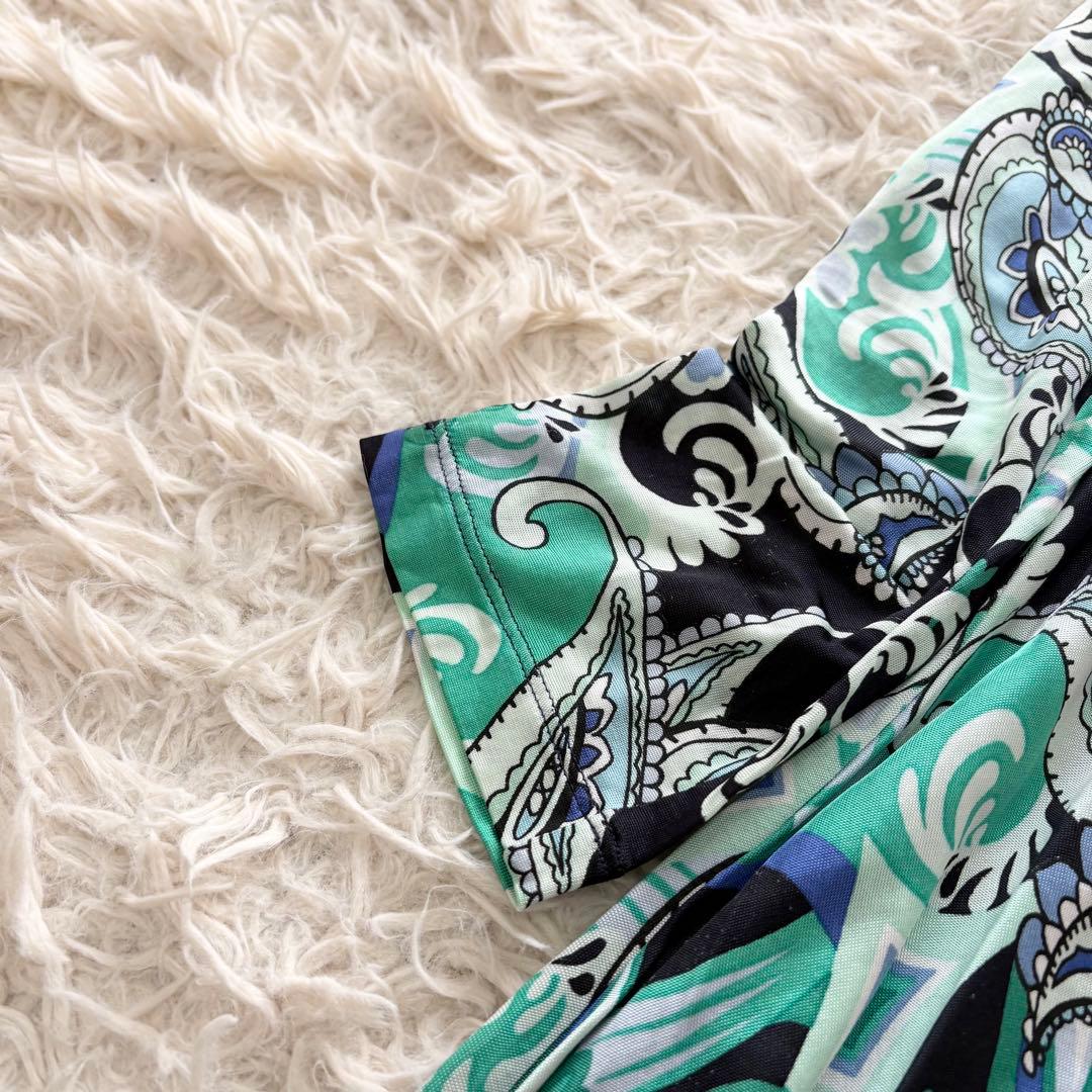 マレーラ　マックスマーラ　ペイズリー柄マキシ丈ワンピース　ドレープ　ブルー　M