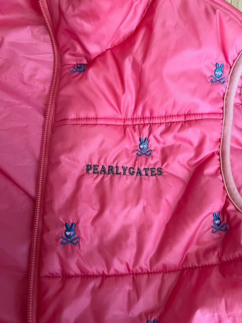 PEARLY GATES ピンク　ダウンベスト　刺繍バニーちゃん
