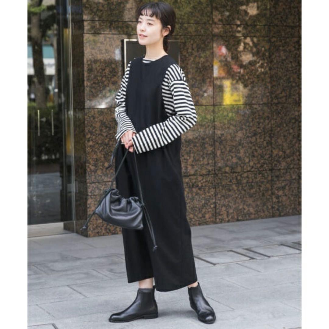 かぐれ ウールコットンクルーネックワンピース BLACK / FREE