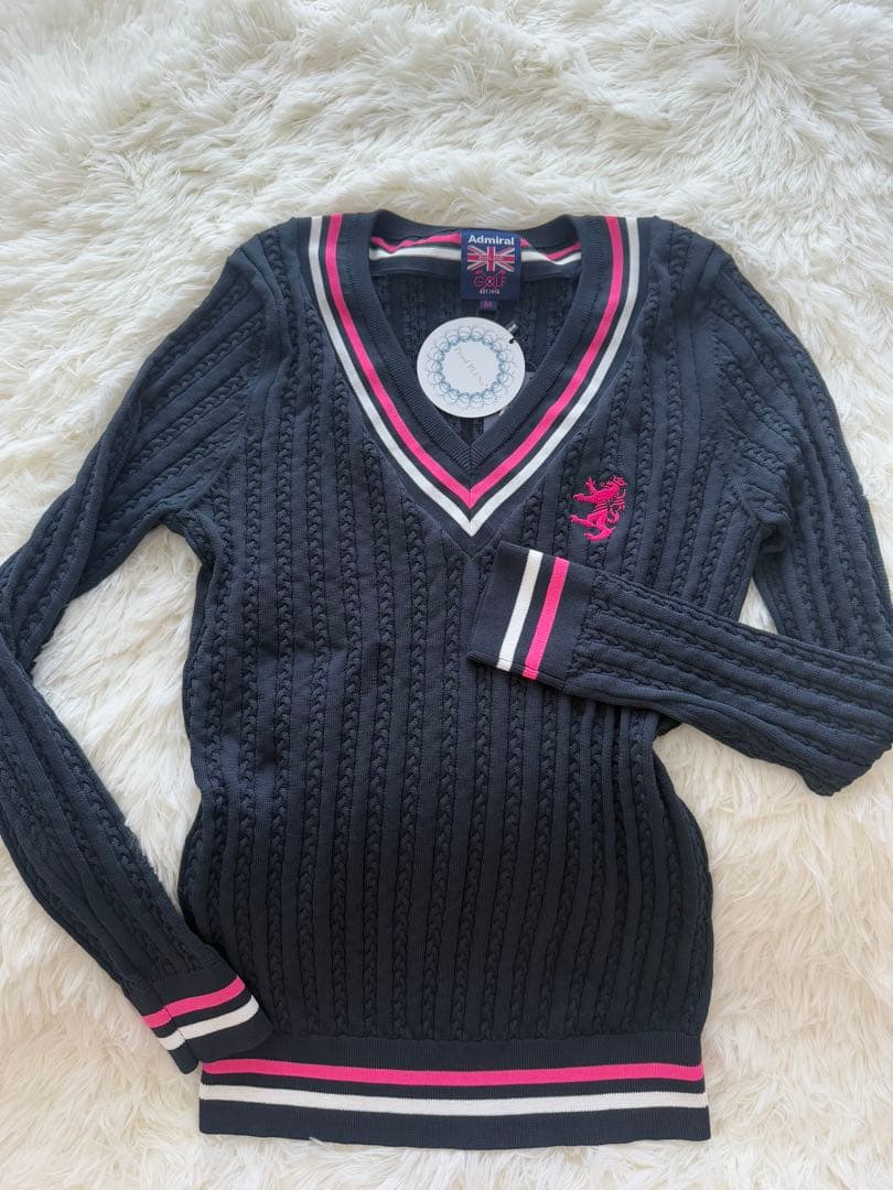 新品未使用AdmiralアドミラルM ダークグレー Vネック セーター15400