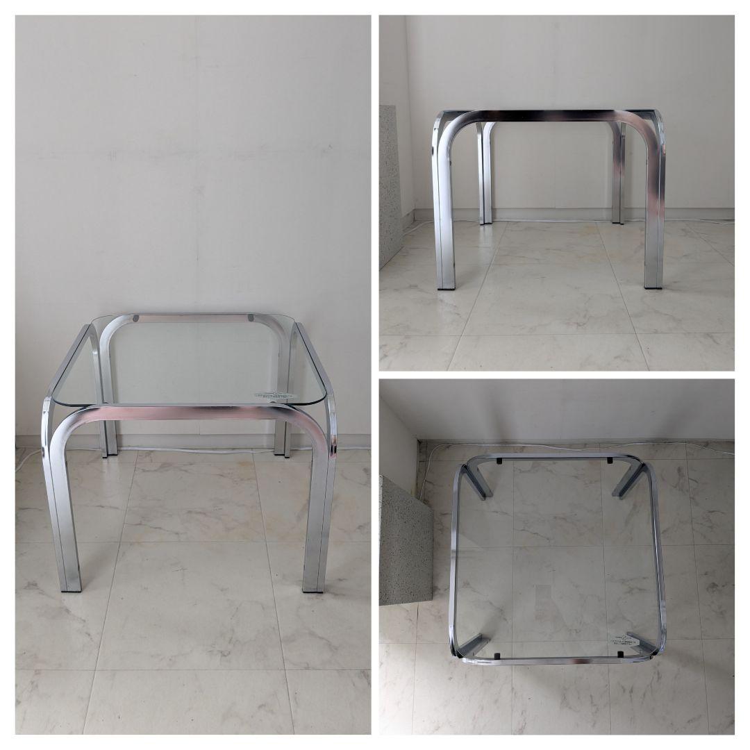 クローム×ガラス コーヒー テーブル 80-90s ミッドセンチュリー ンテージ