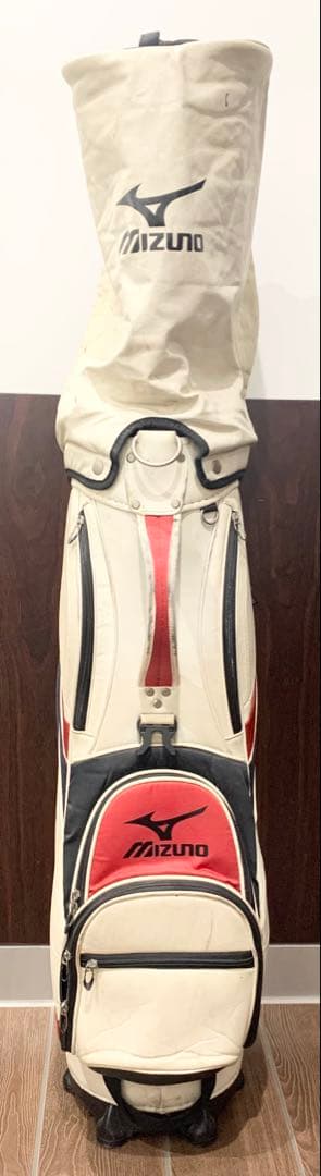 ミズノ キャディバッグ ゴルフバック レザー調 カバン トリコロール 白 赤 青
