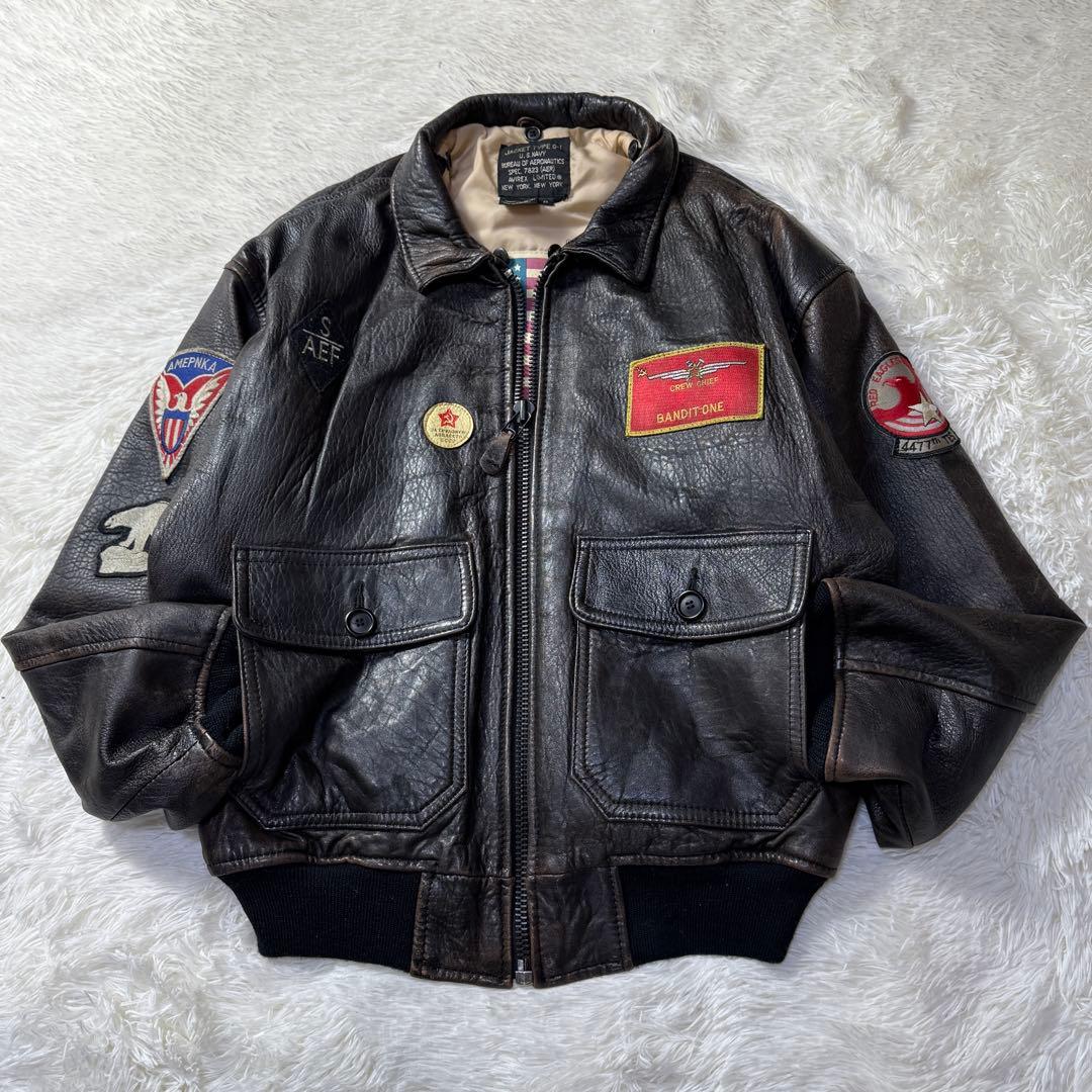 【80s】AVIREX G-1 フライトレザージャケット L ダークブラウン