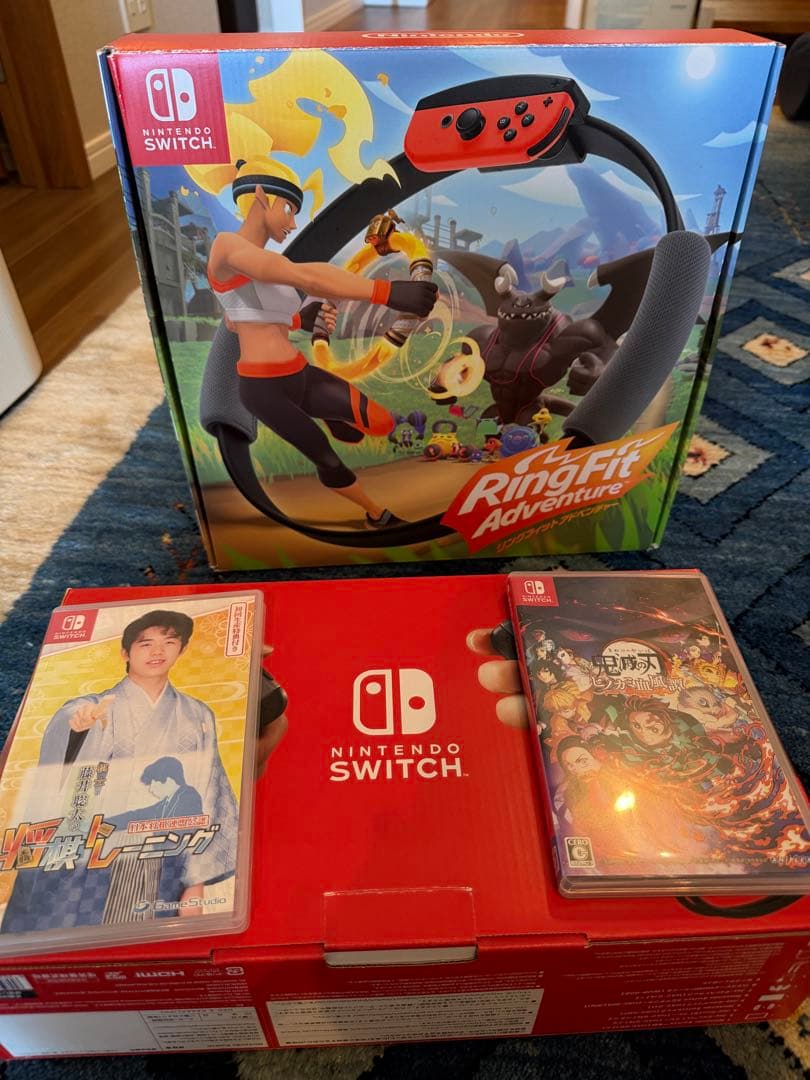 Nintendo Switch 本体（初期化済）充電器+リングコン＋ソフト2本