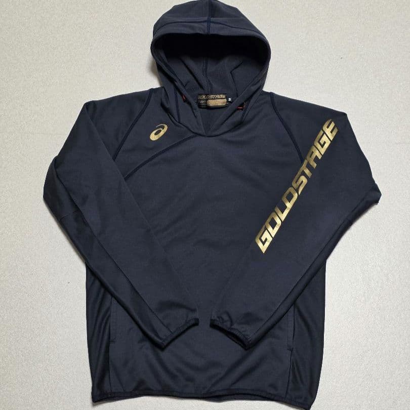 美品 アシックス ゴールドステージ 野球 上下セット M ネイビー 防風・防寒