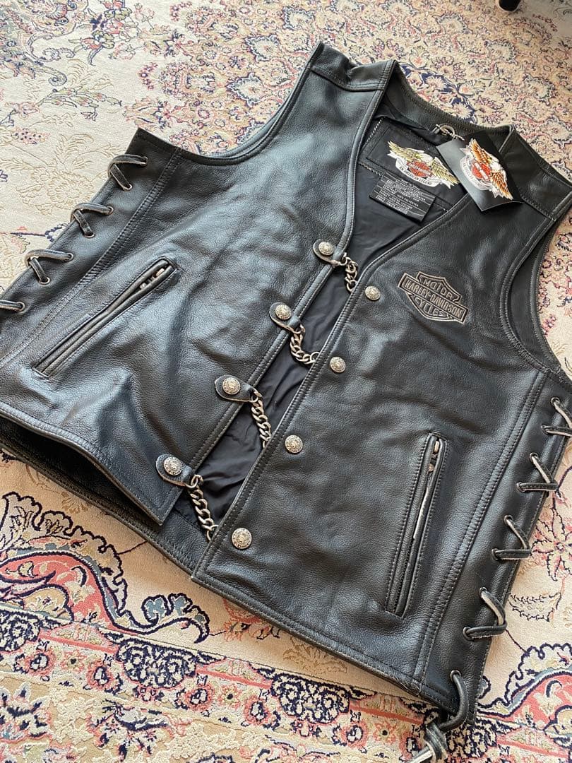 新品未使用Harley-Davidsonレザーベスト スカルベスト 現品限り特価