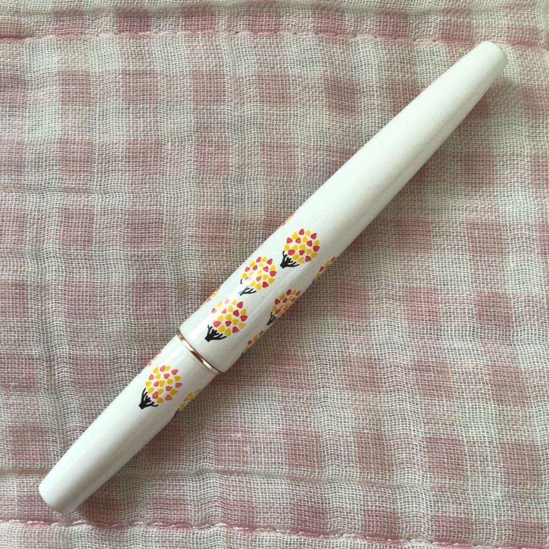 パイロット 14K 14金 万年筆 ショート 細字 F 木柄 白軸 レディ 廃盤