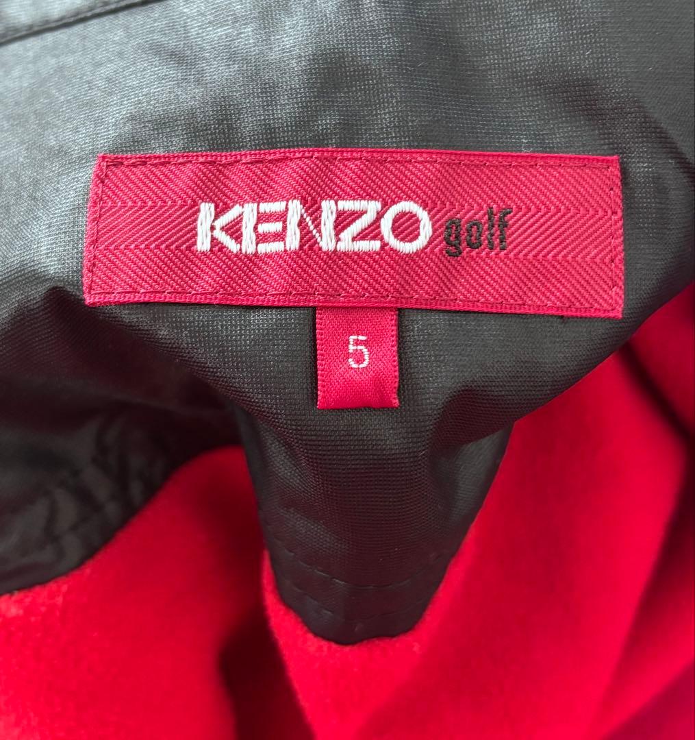 【美品】KENZO ゴルフ 切替フリースベスト 黒×赤 XL相当　ゴルフウェア