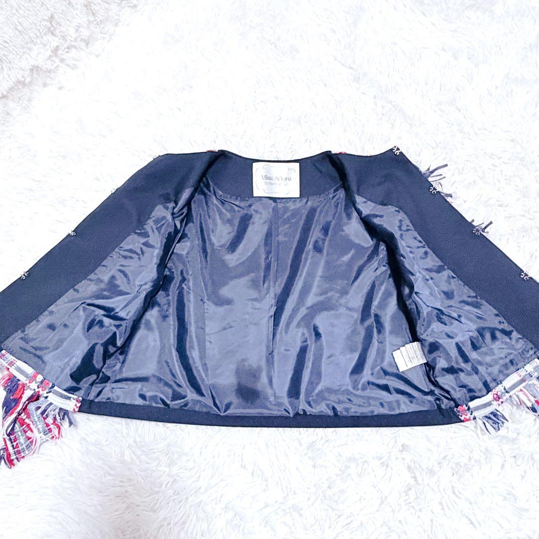 Miss Adora フリンジ付きチェックジャケット