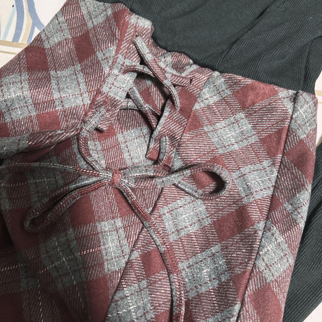 evelyn チェックフィットロングワンピース