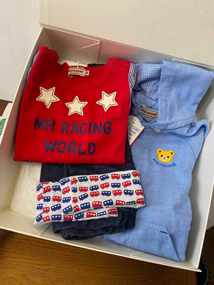 ⭐︎ミキハウス⭐︎車柄パンツと水色ジャケットセット 90サイズ