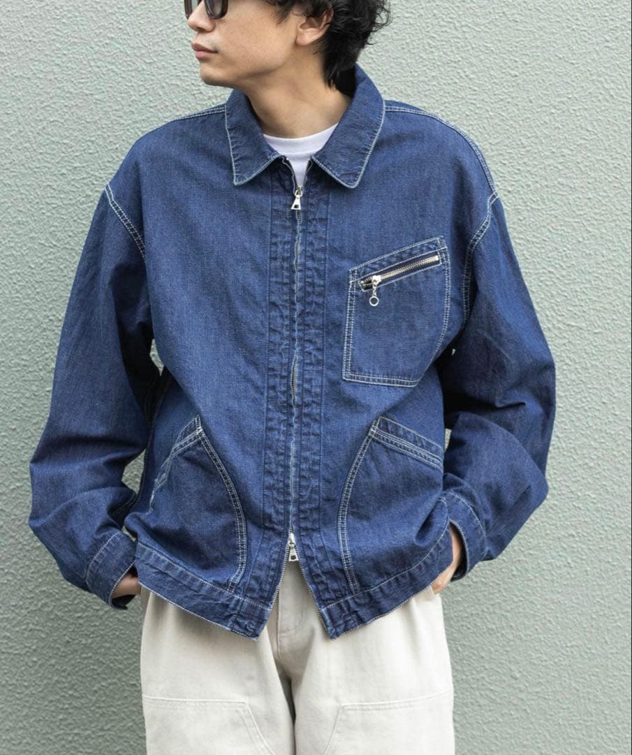 FORK&SPOON　綿麻デニムジップブルゾン