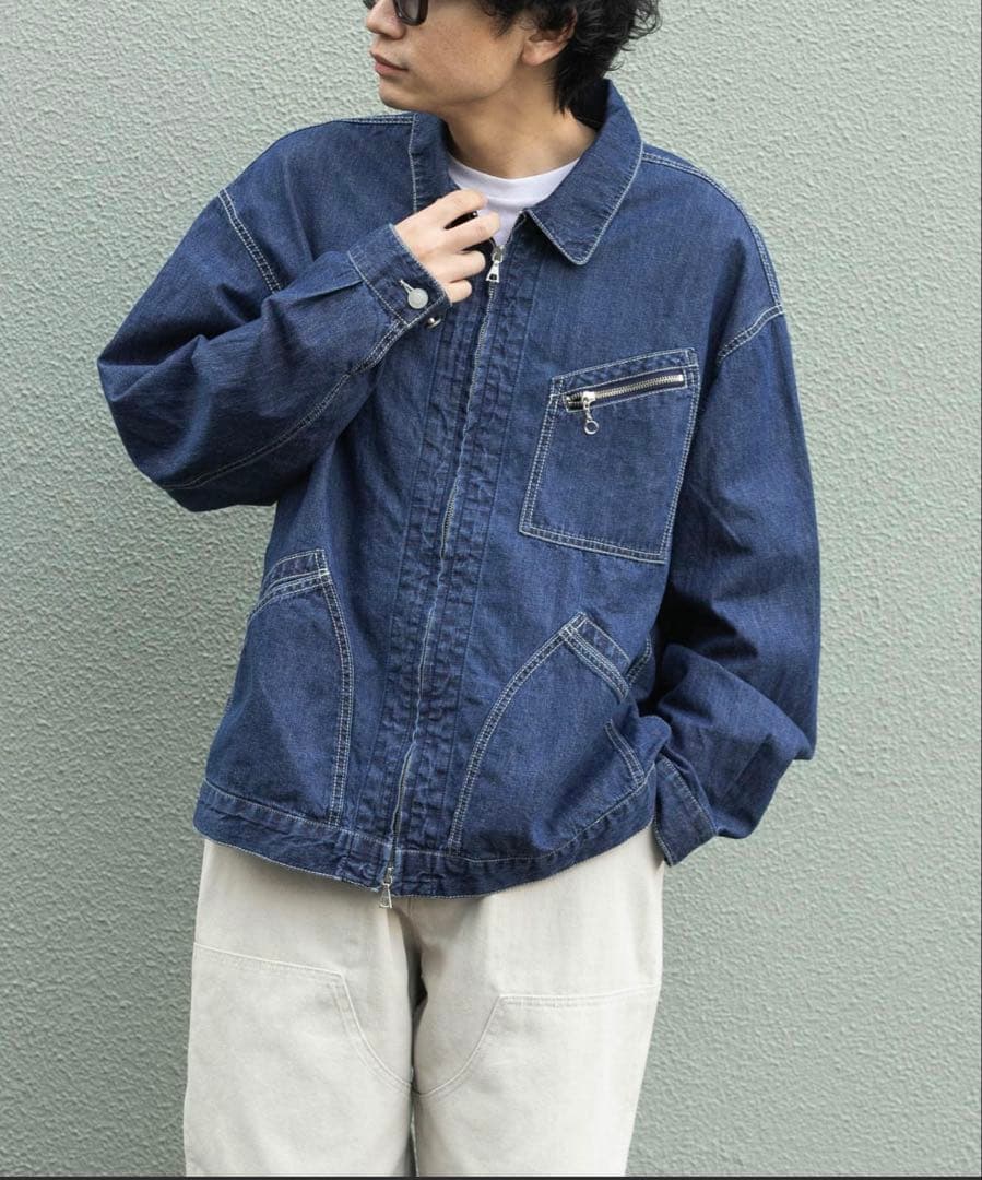 FORK&SPOON　綿麻デニムジップブルゾン