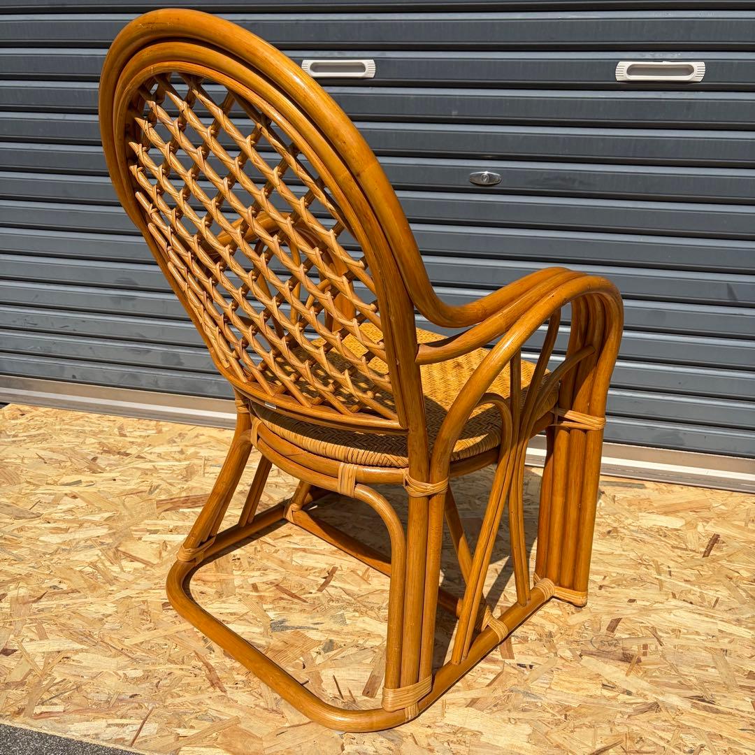 ラタンチェア 籐椅子 アームチェア 昭和レトロ アジアン家具 ナチュラル 古家具
