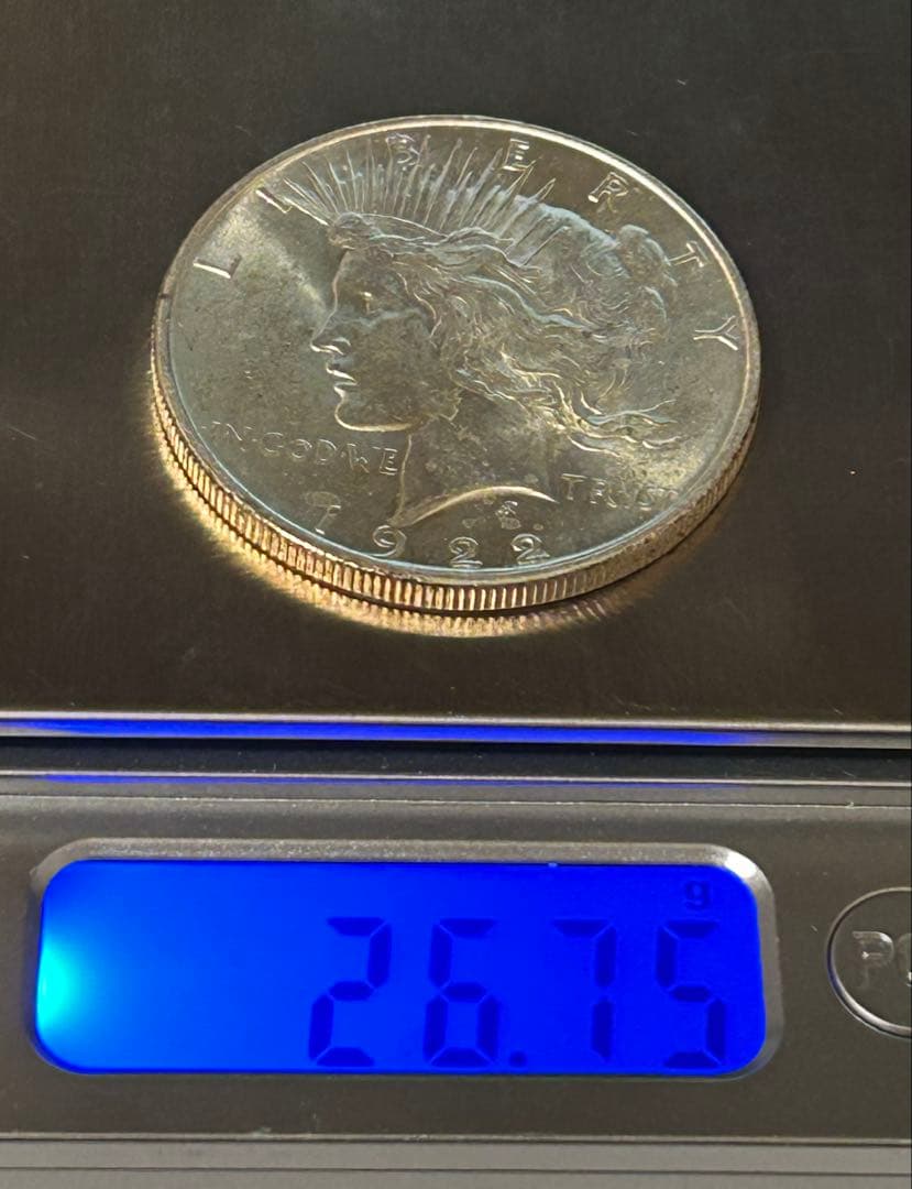 1922 年 アメリカ　ピースダラー銀貨　約26.7g 0.900 1ドル銀貨