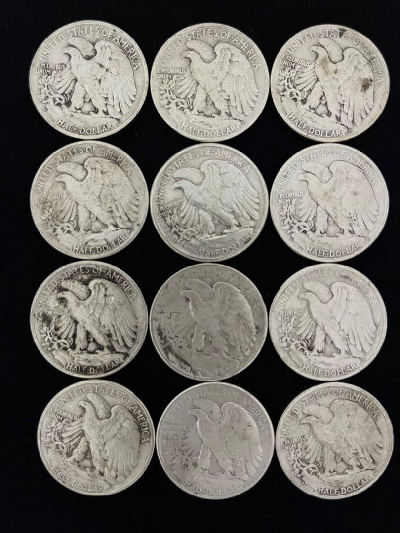 ★1枚の価格★アメリカ ウォーキングリバティ シルバーハーフダラー 通常グレード