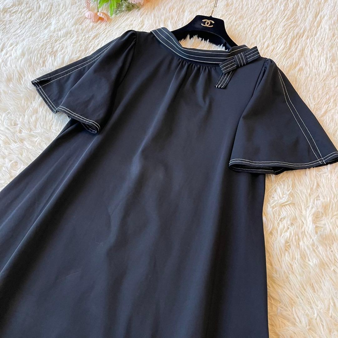 極美品 M'S GRACY 2023年 ステッチ ワンピース ブラック 38