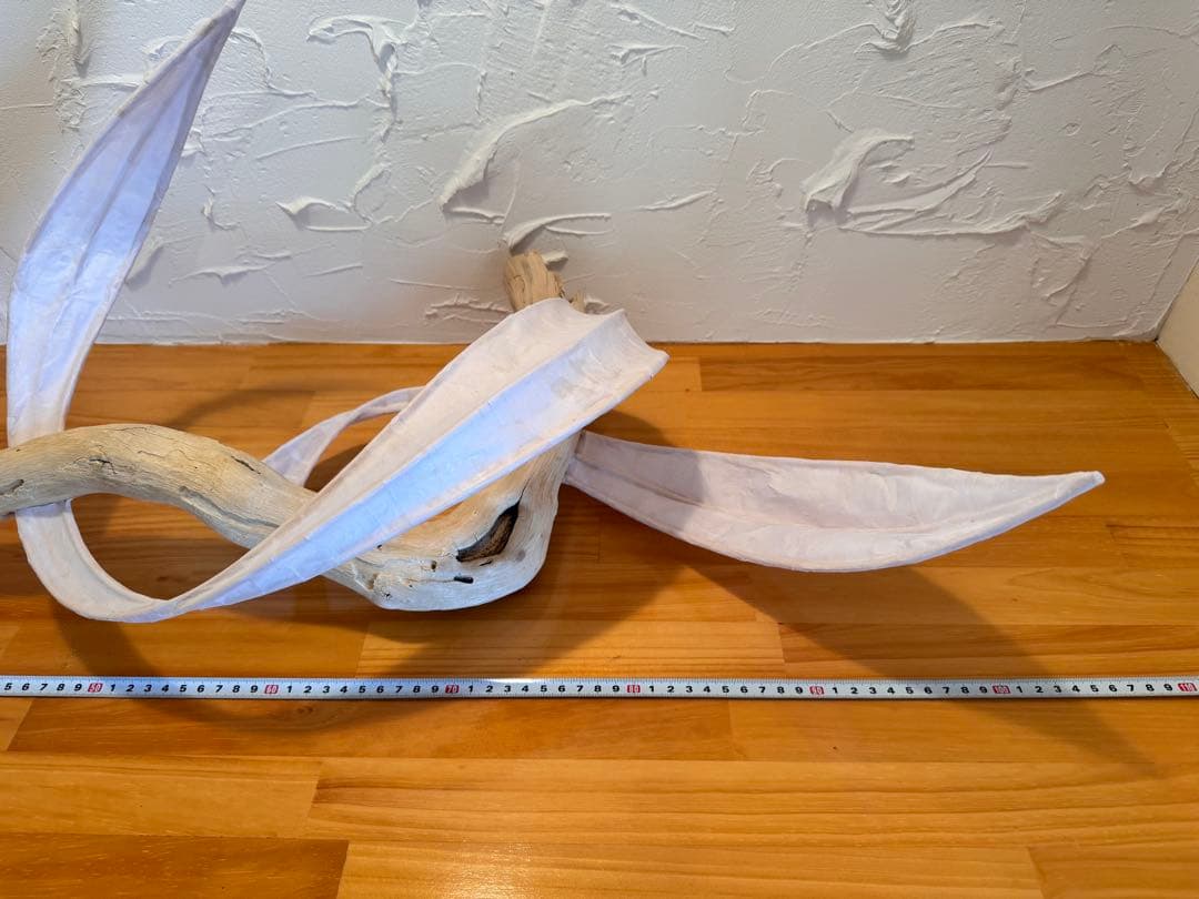 流木アートオブジェ　110cm 和紙　ラタン 一点物 和モダンインテリア