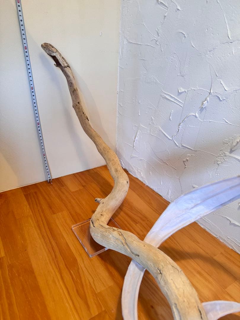 流木アートオブジェ　110cm 和紙　ラタン 一点物 和モダンインテリア