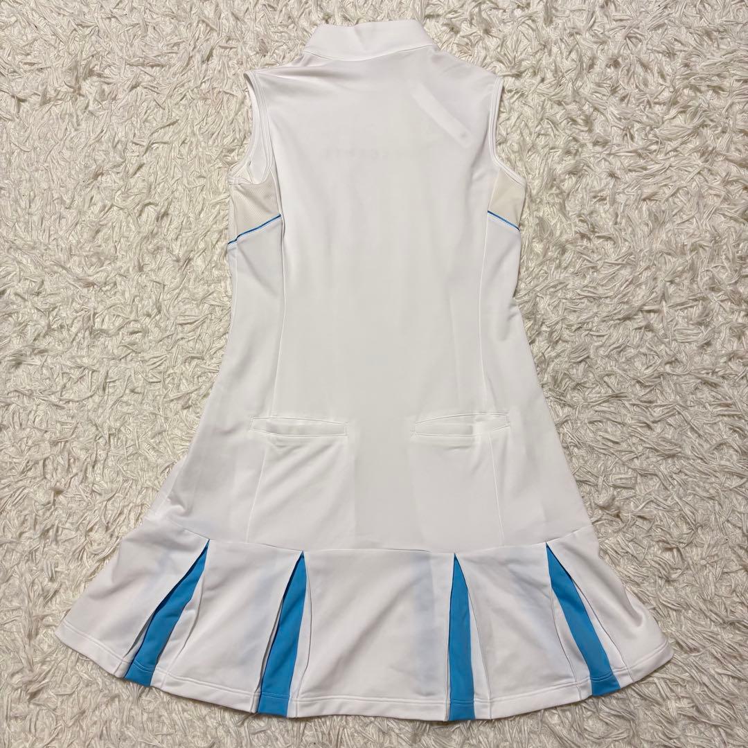 【新品タグ付き】デサントゴルフ ワンピース 白 ノースリーブ プリーツ