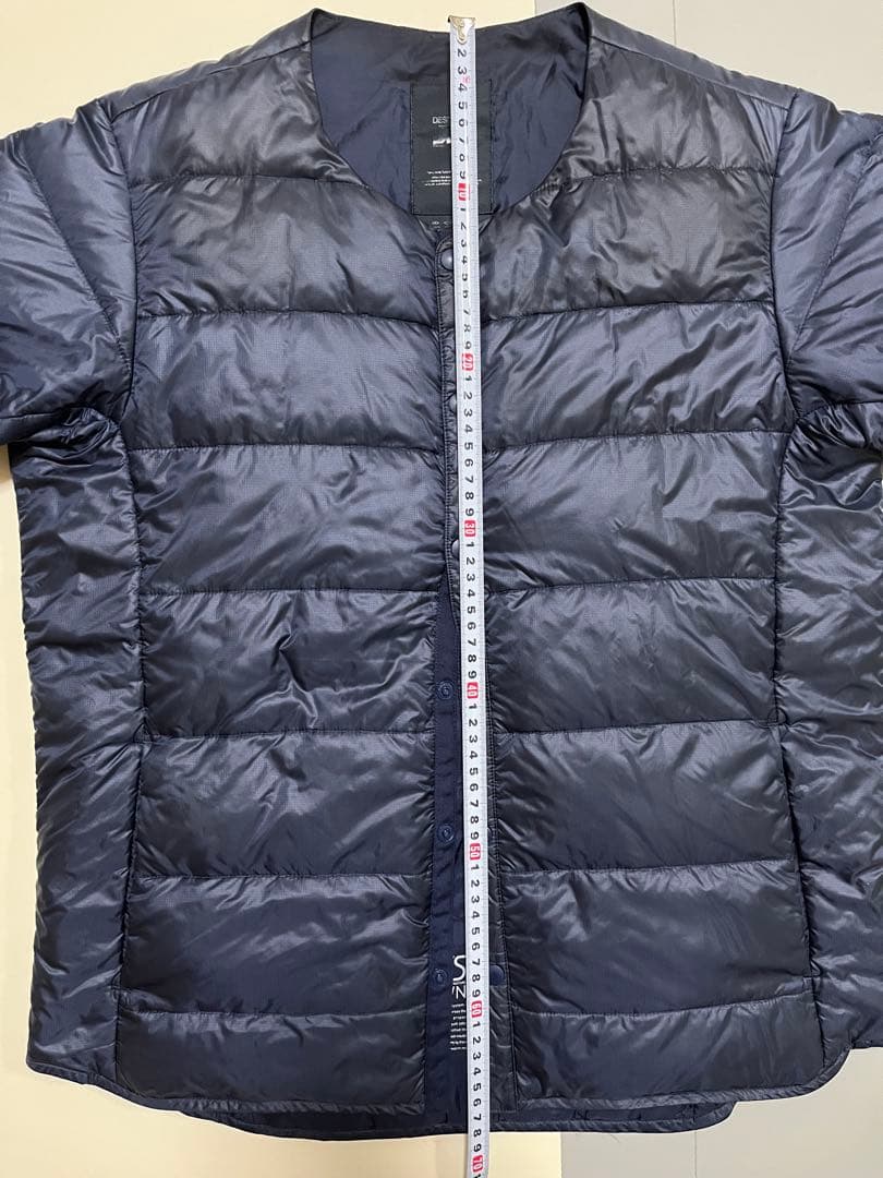 デサントDESCENTEオルテライン水沢ダウン半袖 ネイビー　インナーダウン　L