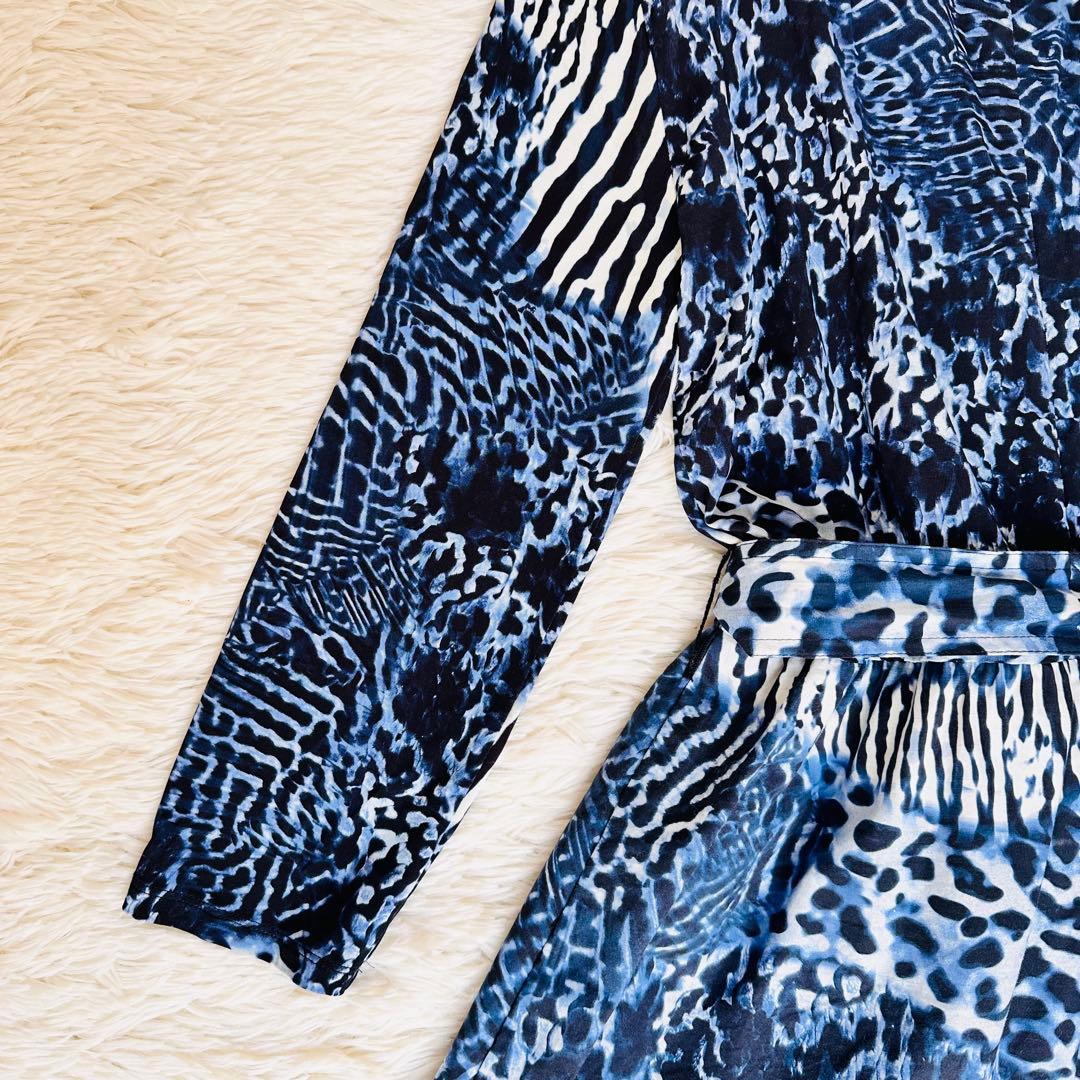 最高級 白タグ MAXMARA カシュクールワンピース 異素材 総柄 ベルト