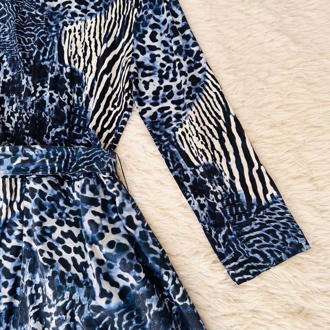 最高級 白タグ MAXMARA カシュクールワンピース 異素材 総柄 ベルト