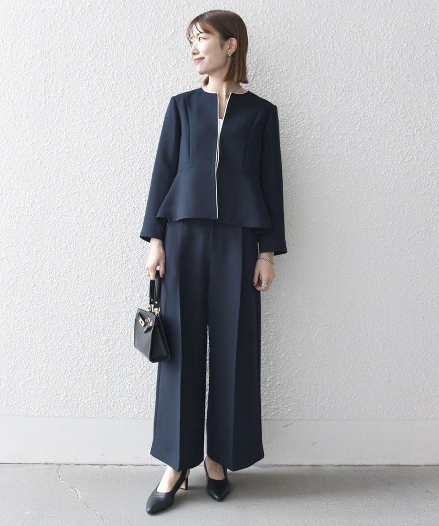 SHIPS any:〈洗濯機可能〉ダブルクロス Vネック ペプラム ワンピース