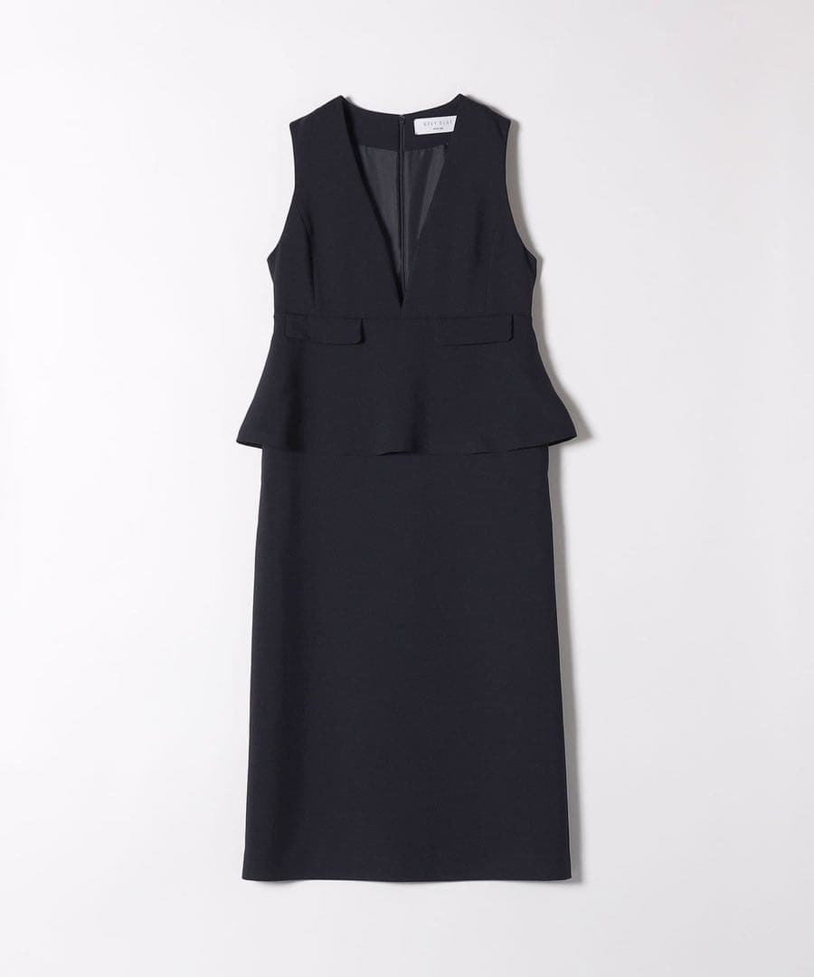 SHIPS any:〈洗濯機可能〉ダブルクロス Vネック ペプラム ワンピース