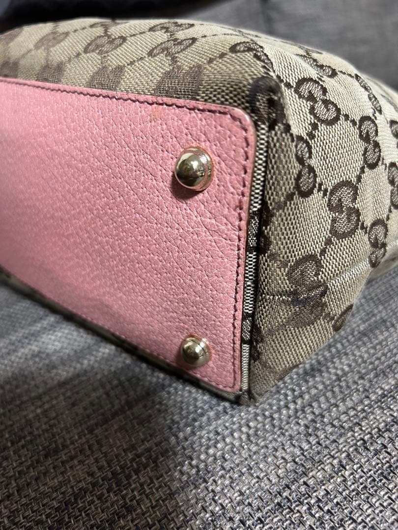 【カヤ】GUCCIトートバッグ ベージュ/ピンク