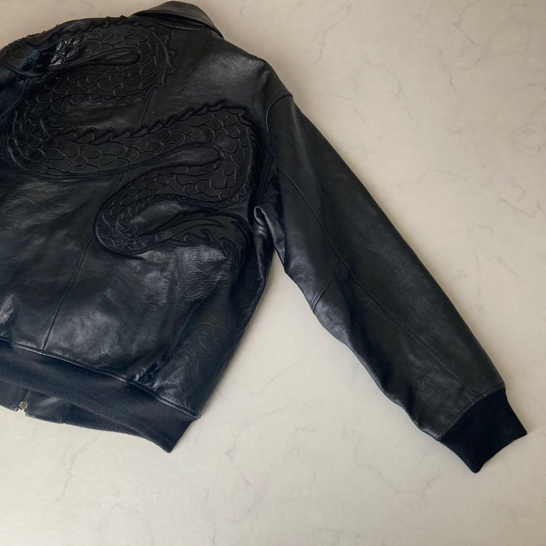 【レア】AVIREX 限定レザージャケット ドラゴン刺繍 XL