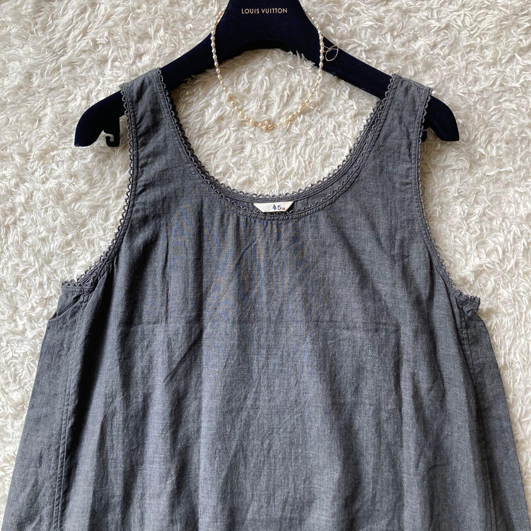 未使用に近い45r キャミワンピース　グレー