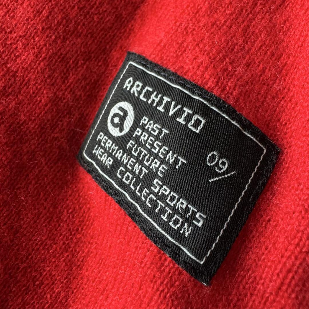 ARCHIVIO カシミヤ100% ニット Sz.48 Lサイズ レッド ライン