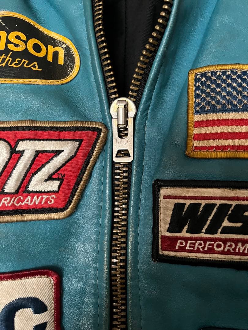 K*）様 Vanson 青 TJV レザージャケット パッチ付き