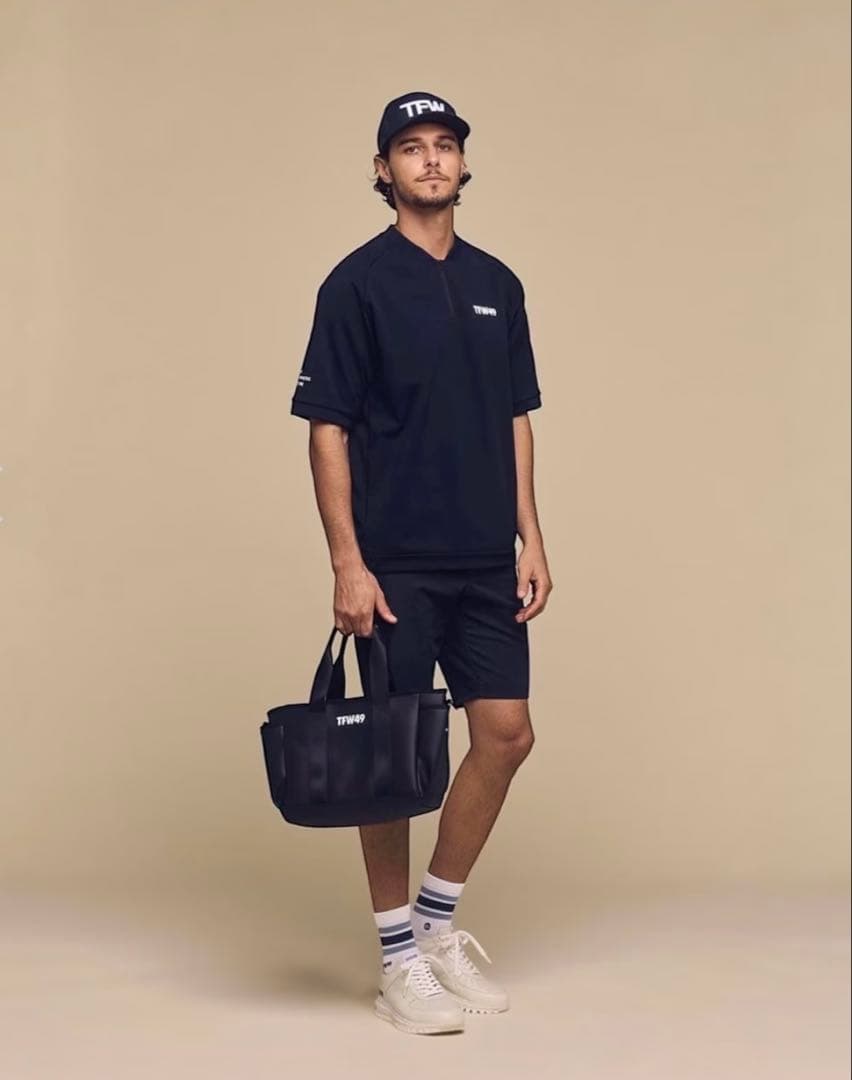 メンズウェア TFW49 HALF ZIP SWEAT S/S CREW LGREY L