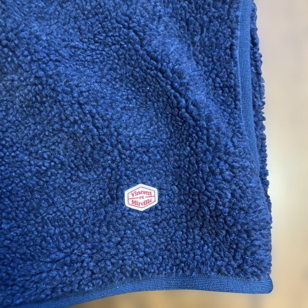 ヴァンソンエミレイユ ボアベスト　フリースベスト　ネイビー　40 大きめ