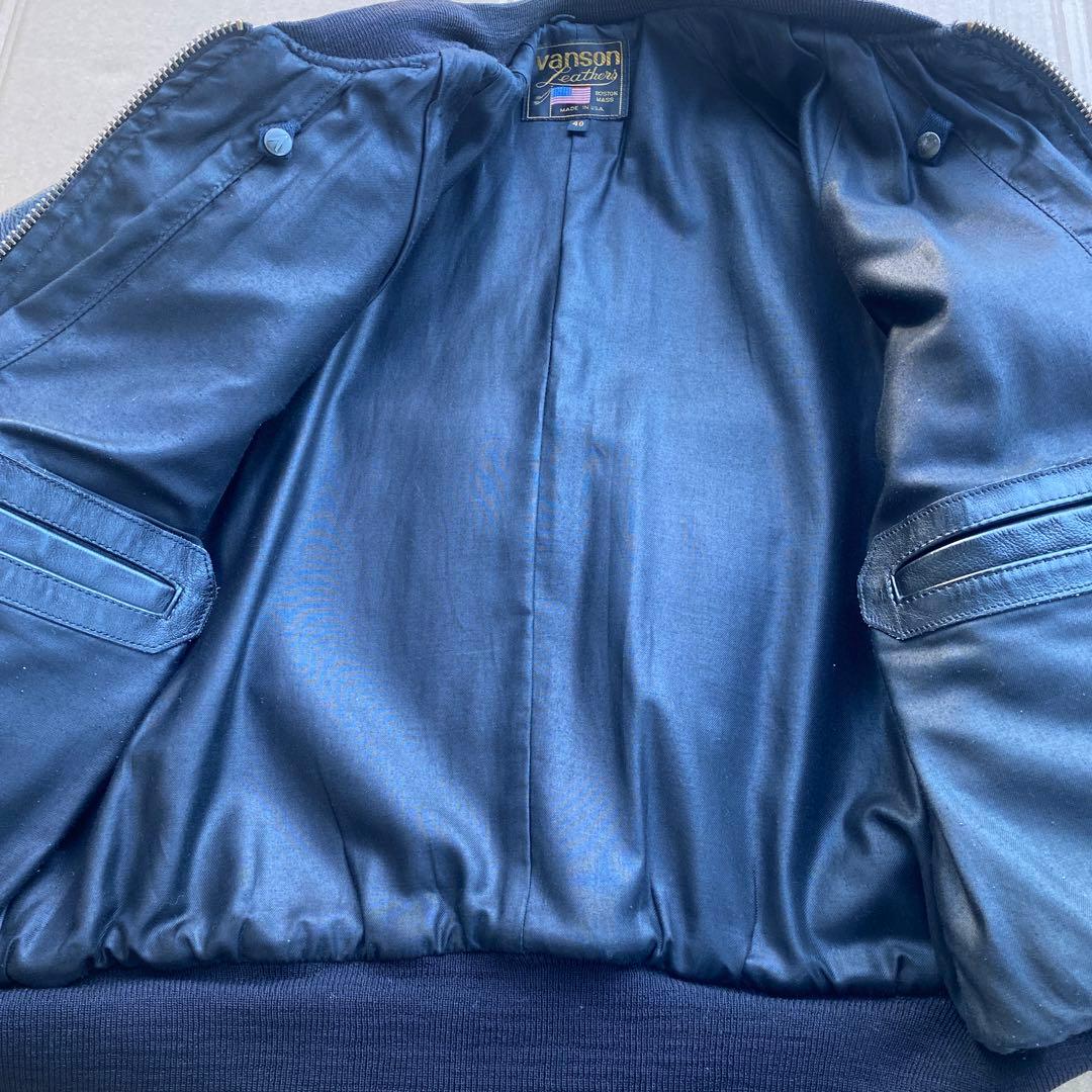 vanson ネイビー レザー ジャケット サイズ40 美品