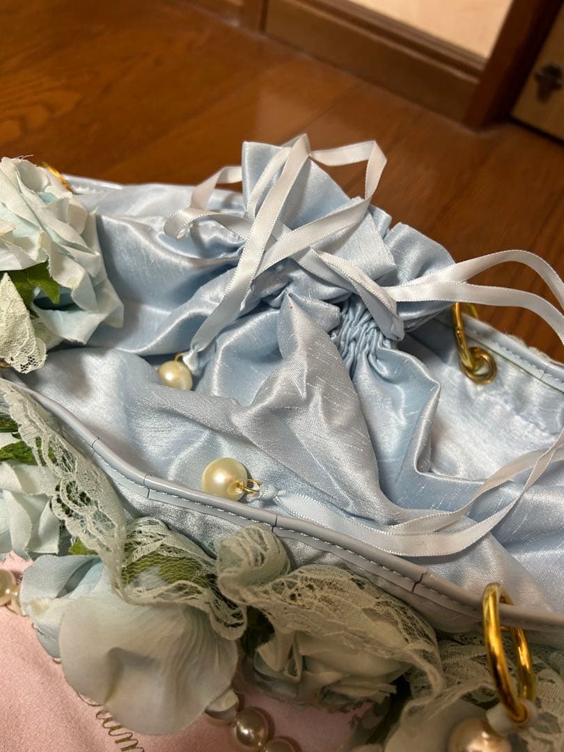 極上‼︎ 未使用‼︎ JESUS DIAMANTE ローズバッグ　サックス　青バラ