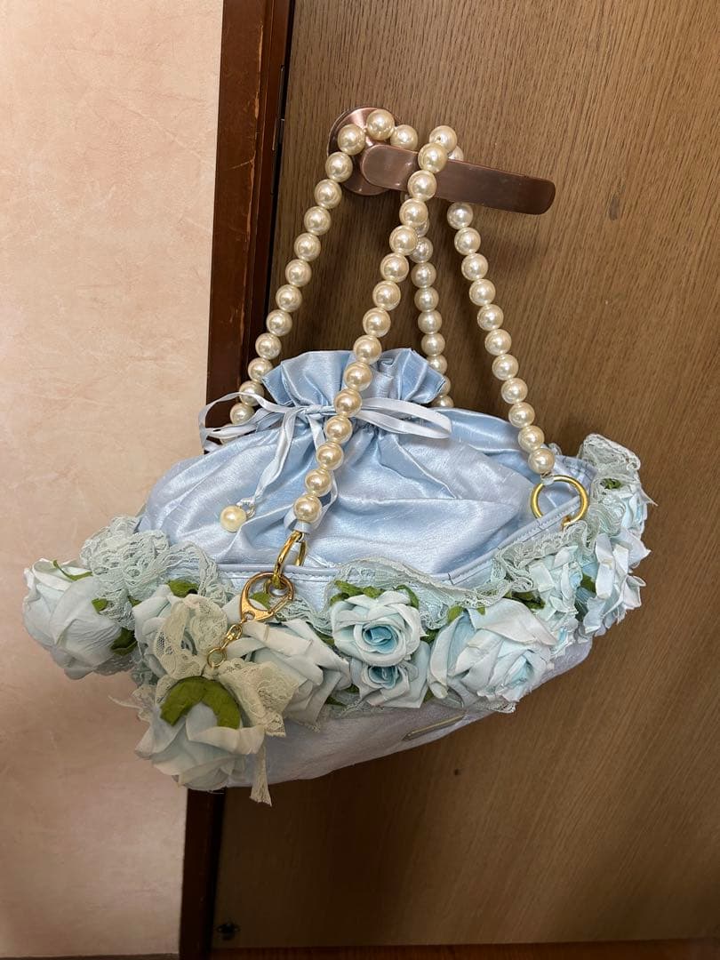 極上‼︎ 未使用‼︎ JESUS DIAMANTE ローズバッグ　サックス　青バラ