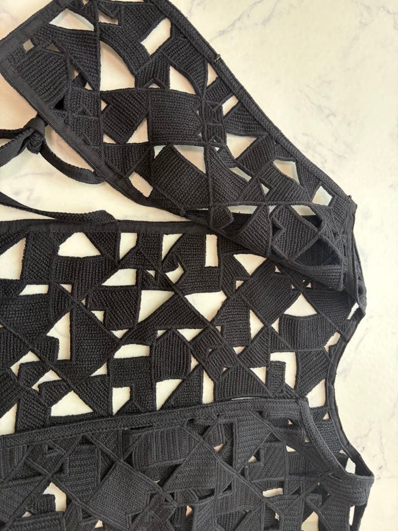 BALLSEY モザイクモチーフエンブロイダリーショートジレ ブラック 36