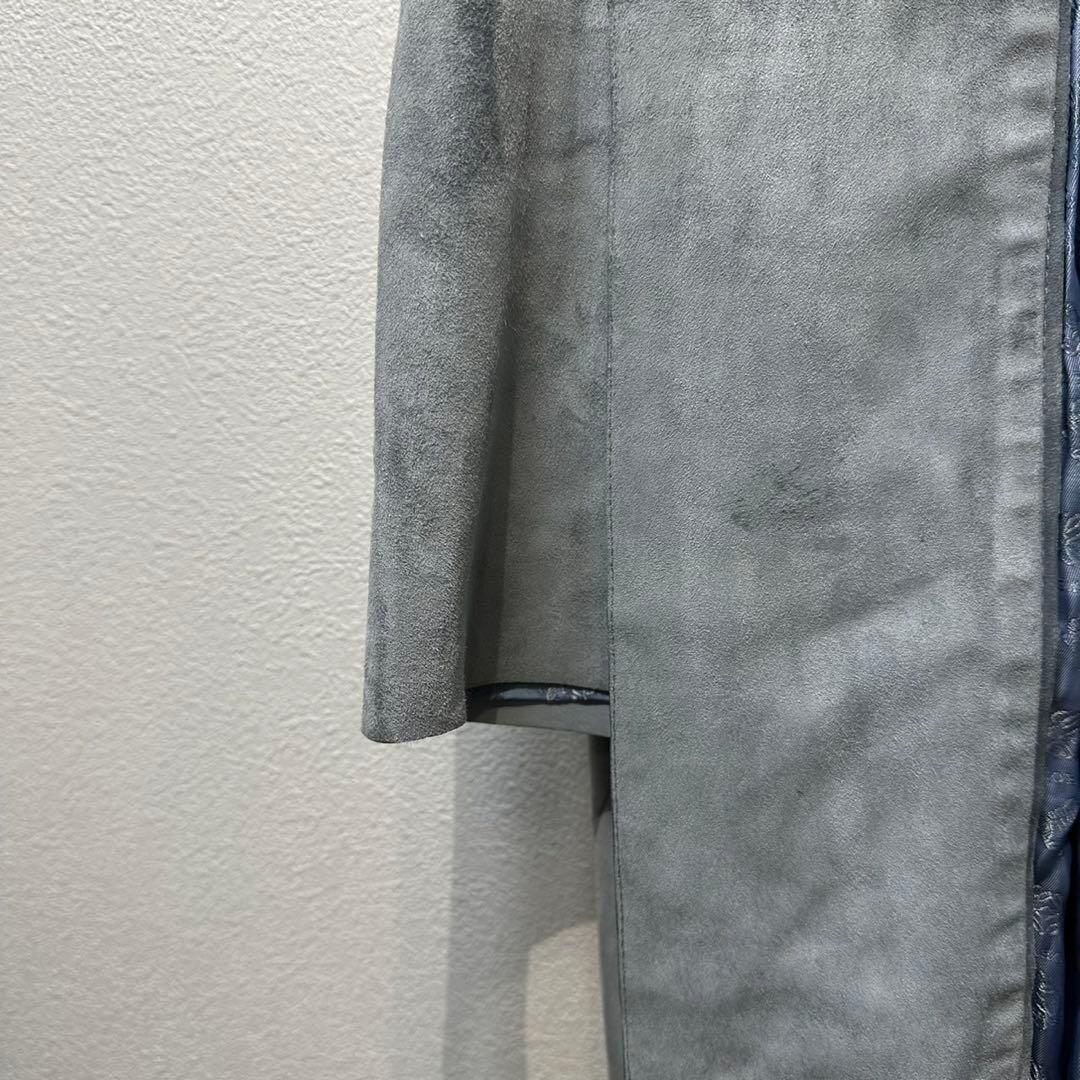 希少 LOEWE 上質 スエード レザー モノグラム デザイン ノーカラーコート
