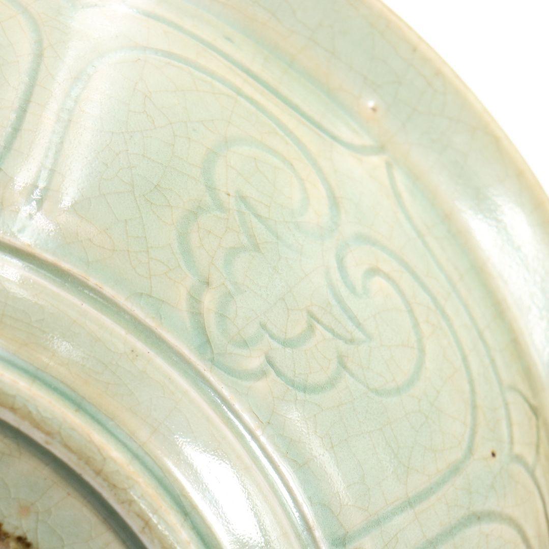 中国 双魚雷紋 青磁大皿 大鉢 直径約35cm　ON371