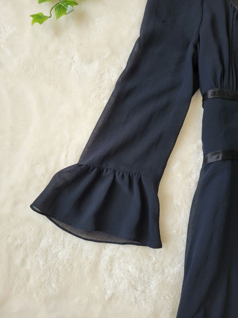 MOGA モガ　大きいサイズ　ロング　ワンピース　シフォン　黒　七分袖　XL　春