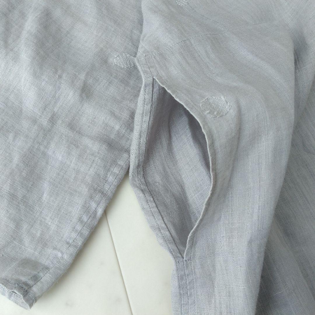 067 ヨーガンレール 刺繍 リネン 麻100% ロング シャツ ワンピース