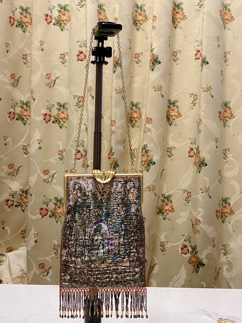 ビンテージ　メタル メッシュビ−ズ装飾 パーティーバッグ　レトロ