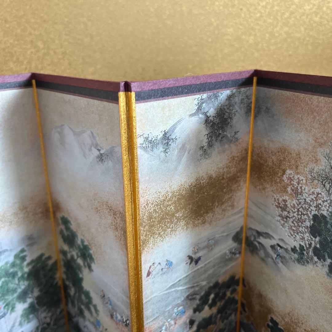 新品未使用 紅花屏風 ミニ屏風 2点 桐箱入り 骨董 日本 お土産 京都 東京