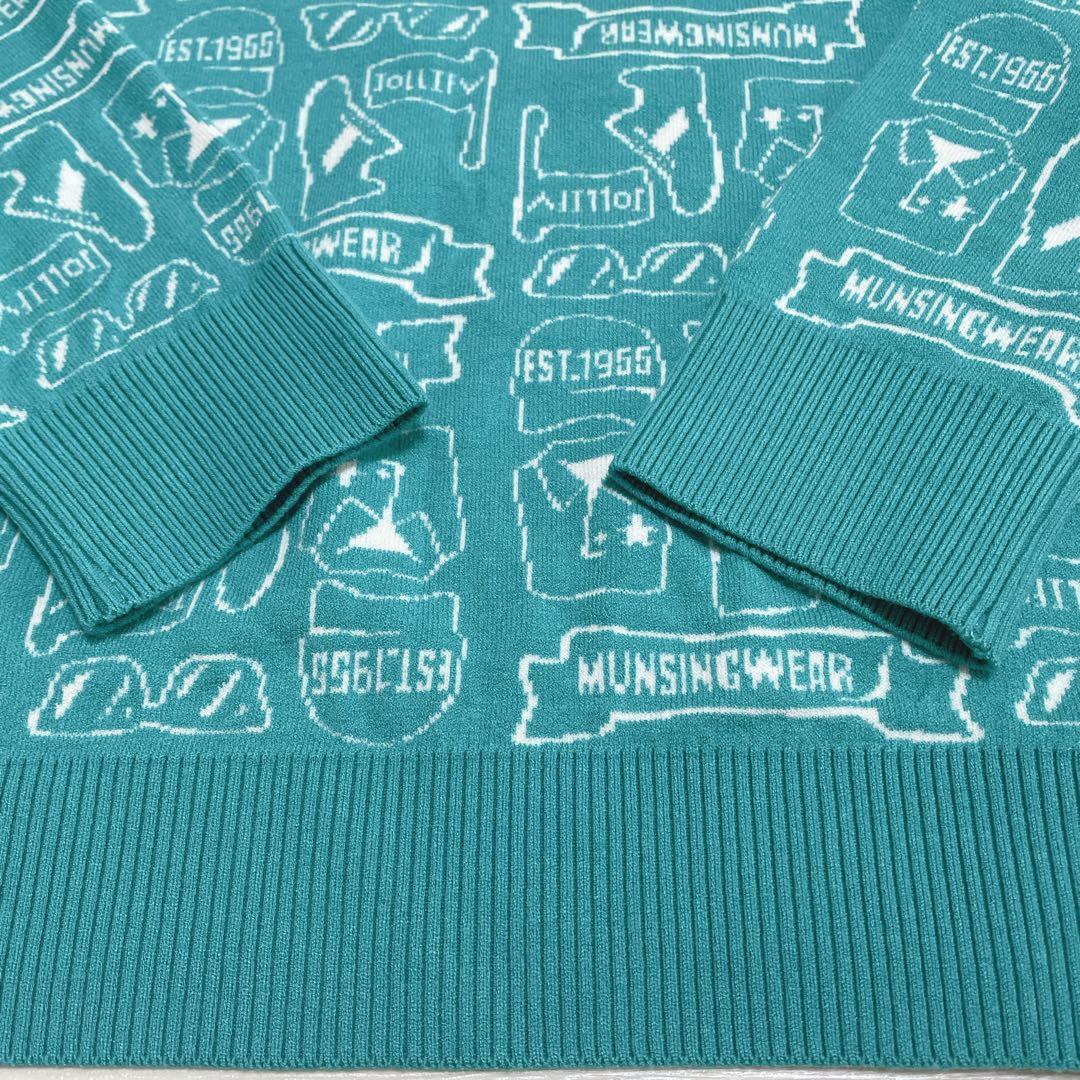 マンシングウェア　ゴルフウェア　長袖ニット　大きいサイズ　総柄　ペンギン　3L