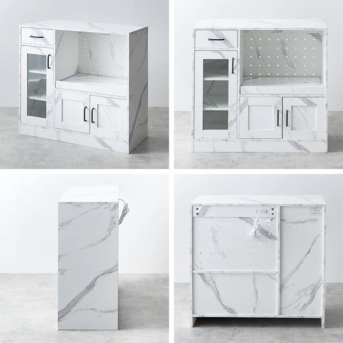 キッチン収納 レンジボード・レンジ台 マーブルホワイト