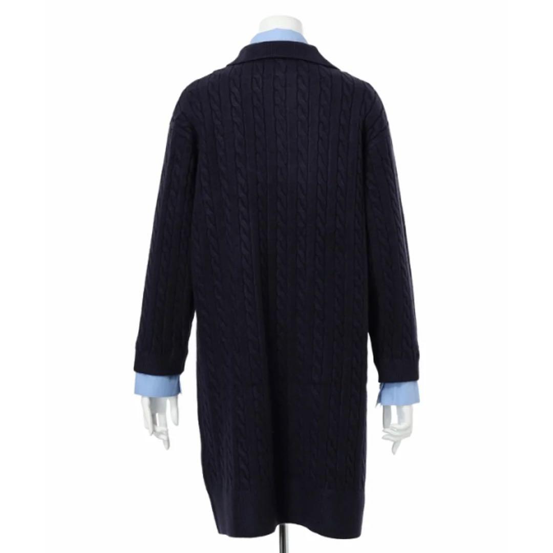 新品✨レイヤード ケーブル ニット ワンピース ジャスグリッティー ネイビー